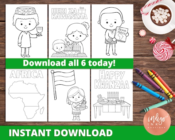 Kwanzaa coloring pages for kids instant download africa