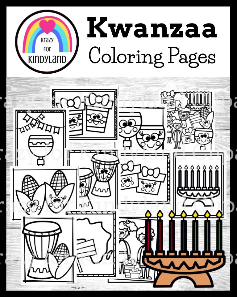 Kwanzaa coloring pages booklet kinara unity cup bendera africa drum gifts