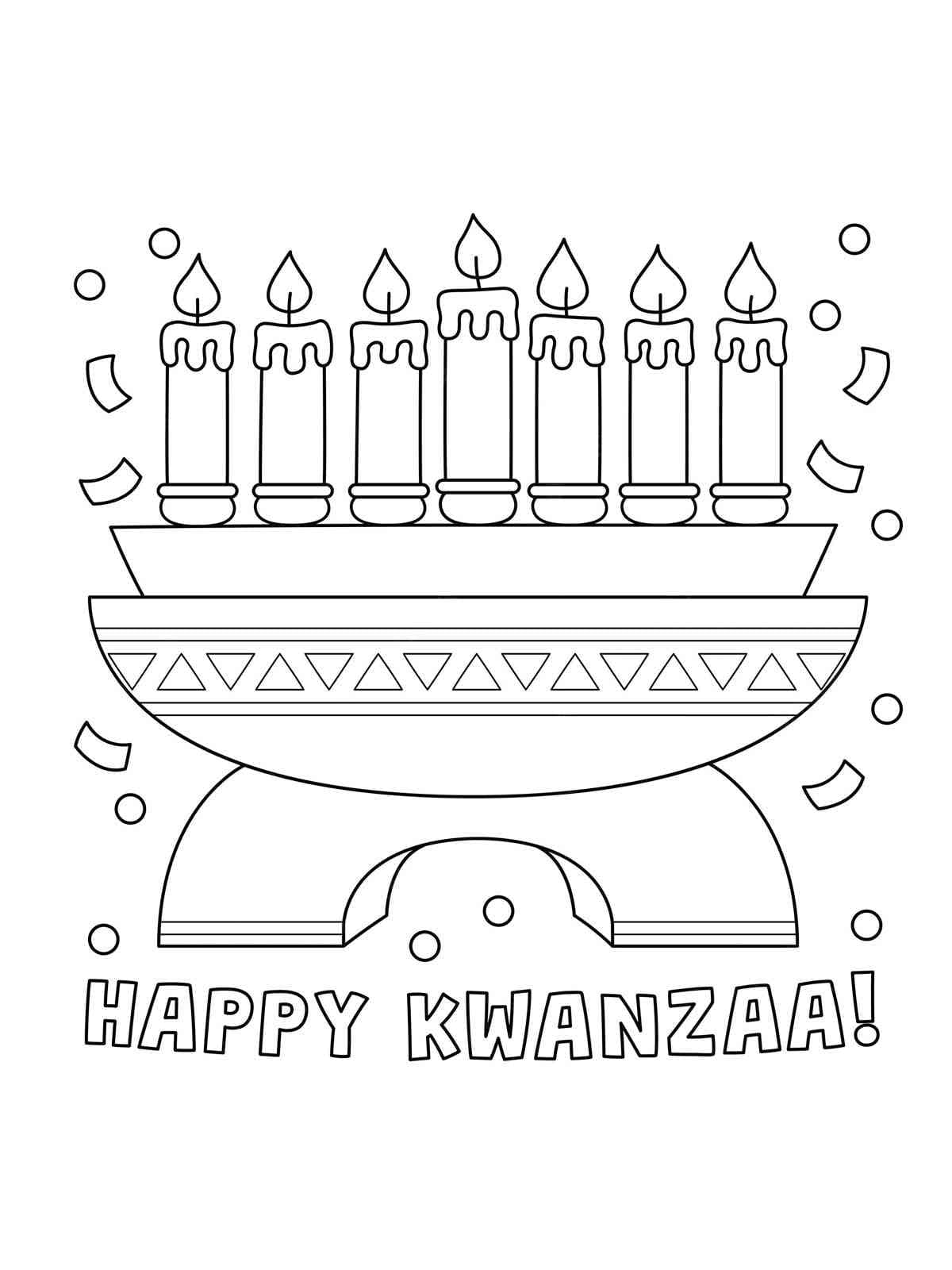 Happy kwanzaa with candles coloring page