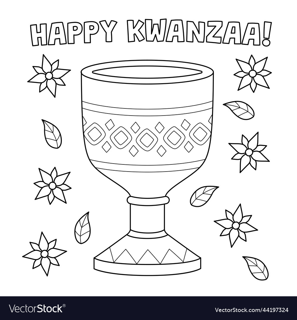 Kwanzaa unity cup coloring page for kids vector image