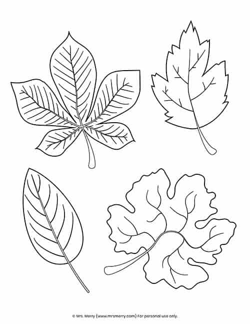Free printable fall leaves coloring pages mrs merry