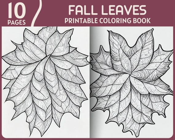 Fall leaves coloring pages natural leaf theme printable coloring book realistic leaves