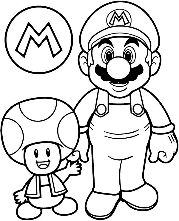 Mario super mushroom coloring page