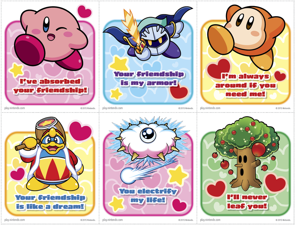 Kirby valentines day free printable ecard
