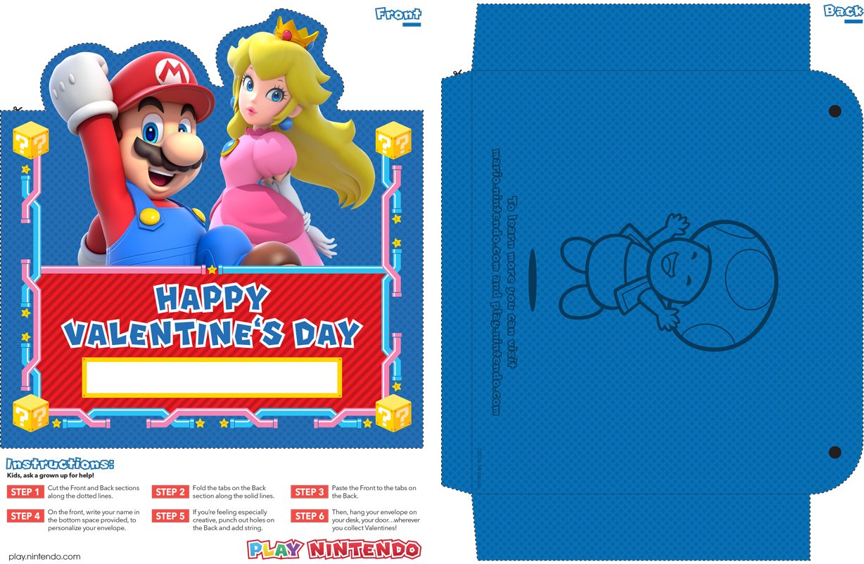 Mario valentines day cards printable envelope