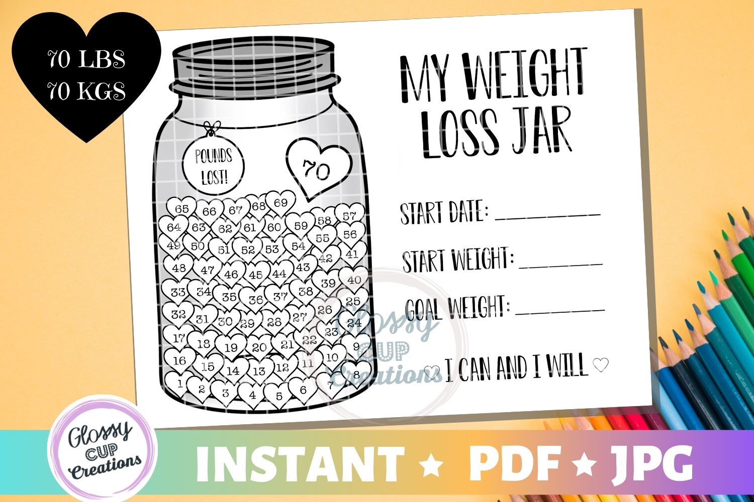 My weight loss jar lbs jpg pdf printable coloring page by glossy cup creations