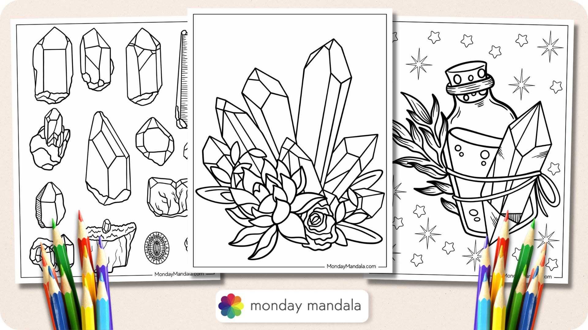 Crystal coloring pages free pdf printables
