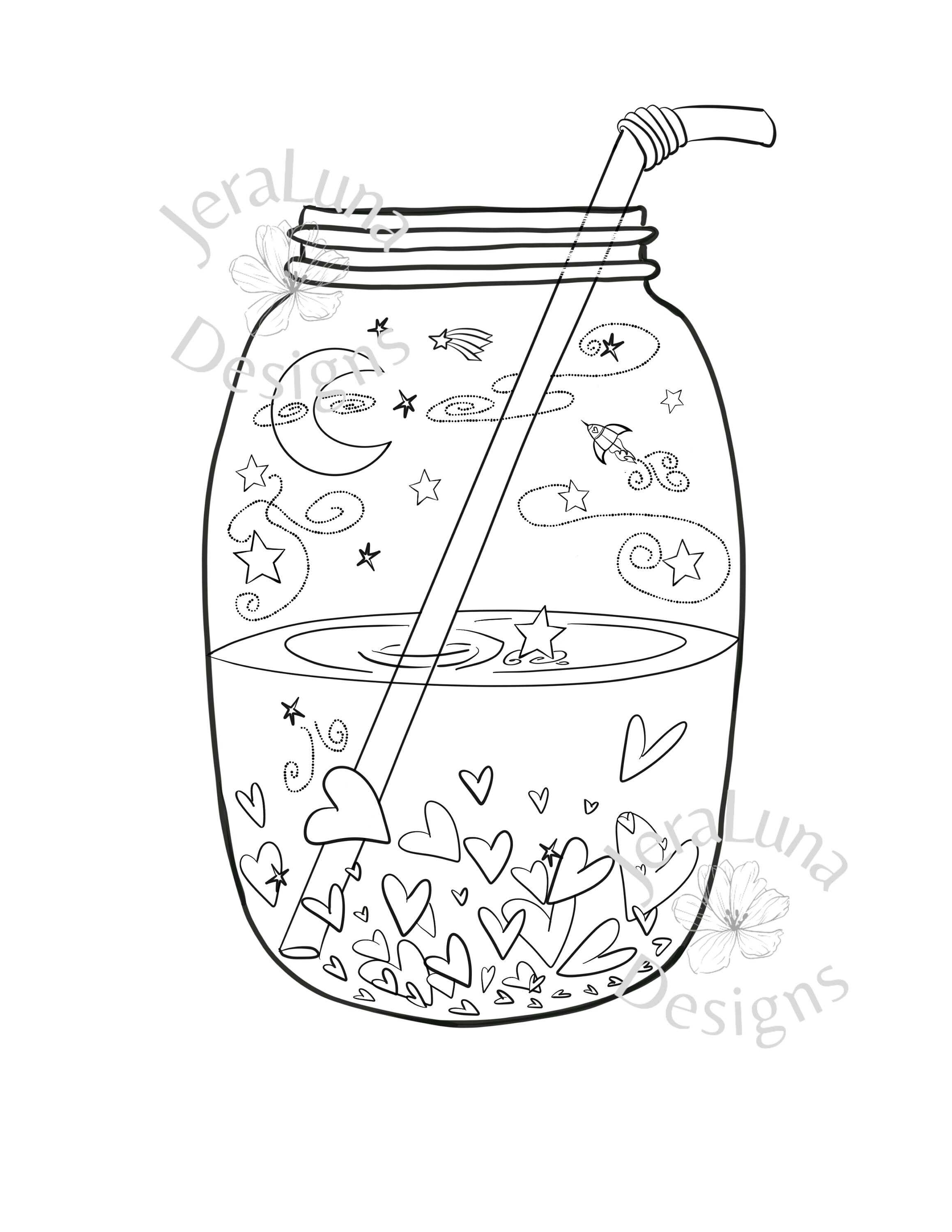 Mason jar collection printable coloring pages pack downloadable pdf