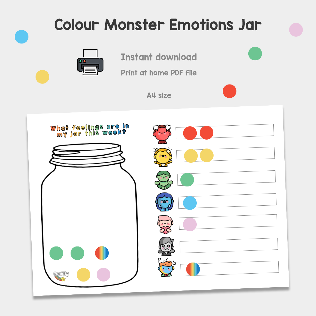 Colour monster emotions jar â