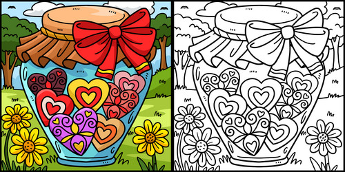 Jar coloring page vector images over
