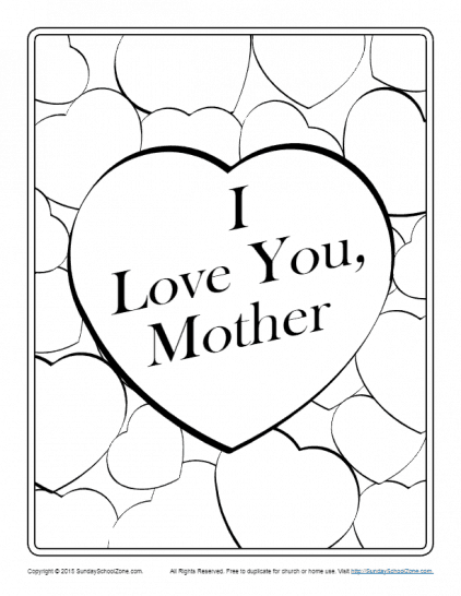 Mothers day coloring pages on sunday school zone