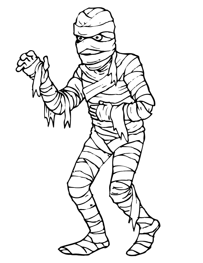 Mummy coloring page scary looking mummy