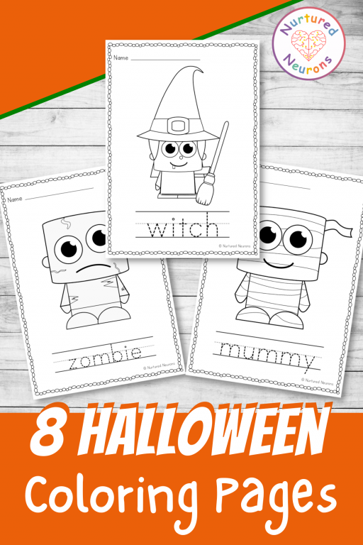 Simple halloween tracing and coloring pages printable pdf