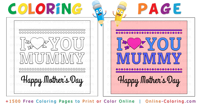 I love you mummy happy mothers day free online coloring page