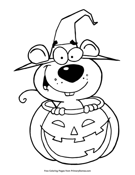 Mouse in pumpkin coloring page â free printable pdf from
