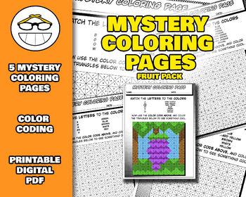 Mystery coloring pages fruit pack by crafts by jeyodin tpt