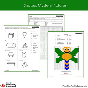 Nd grade shapes mystery pictures coloring worksheets