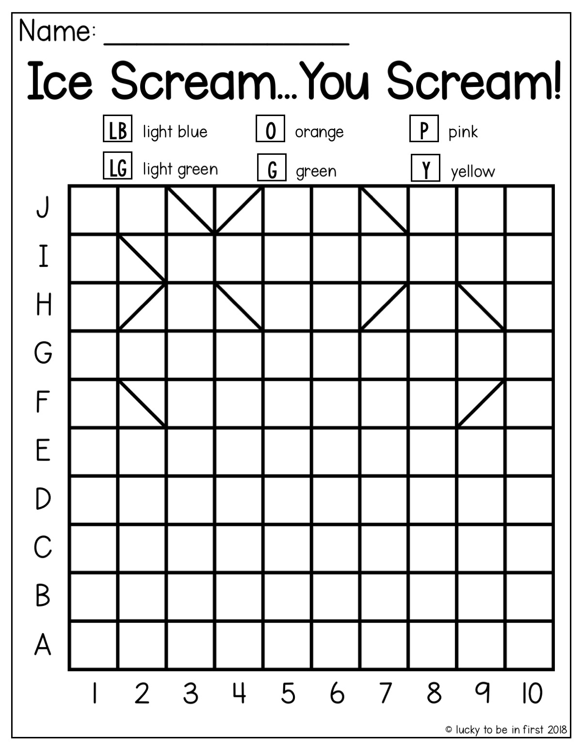 Printable mystery grid coloring pages summer