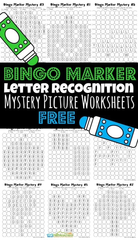Bingo marker mystery picture worksheets