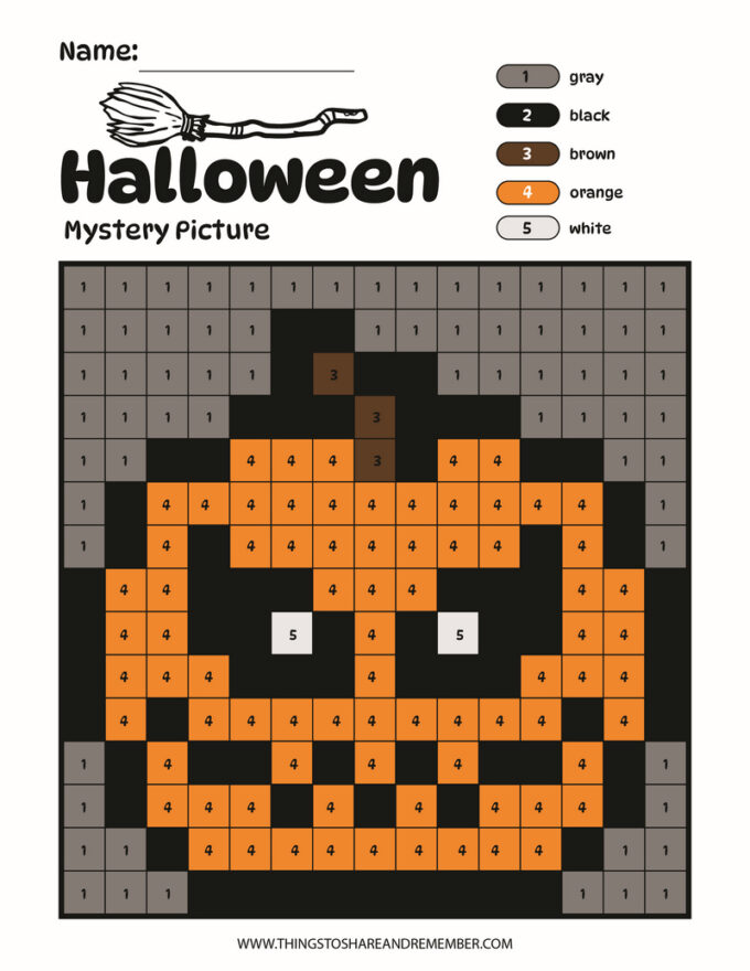 Halloween mystery color by number pages share remember celebrating child home