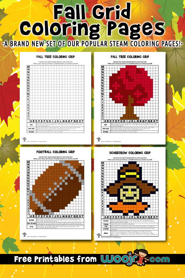 Fall grid coloring pages mystery picture activities woo jr kids activities childrens publishing