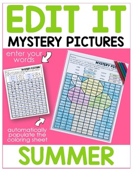 Editable color by sight word mystery pictures