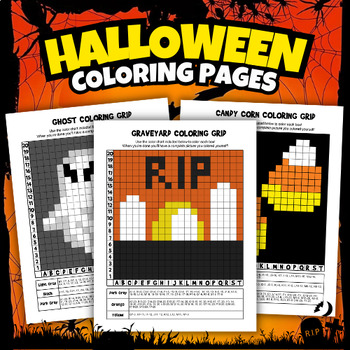 Halloween mystery pictures grid coloring pages for kids by superstar worksheets