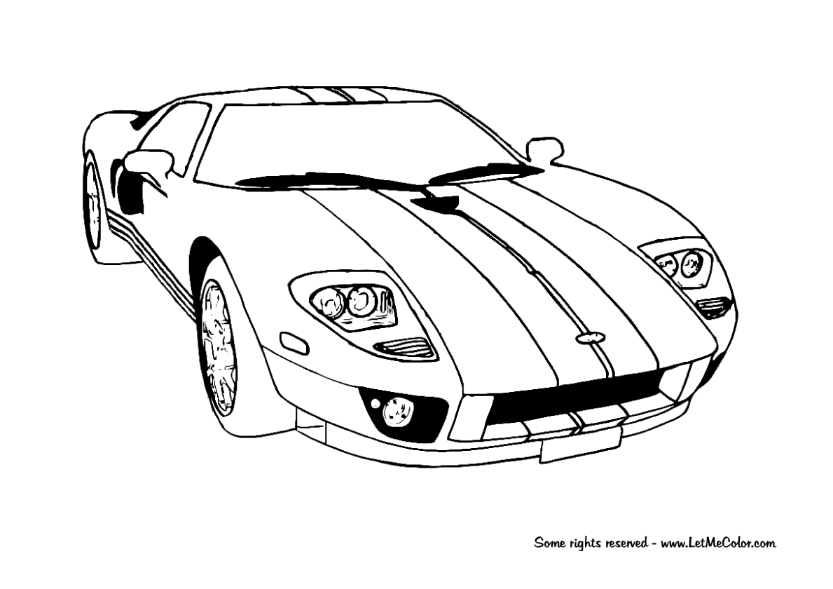 Ford gt racing car coloring page