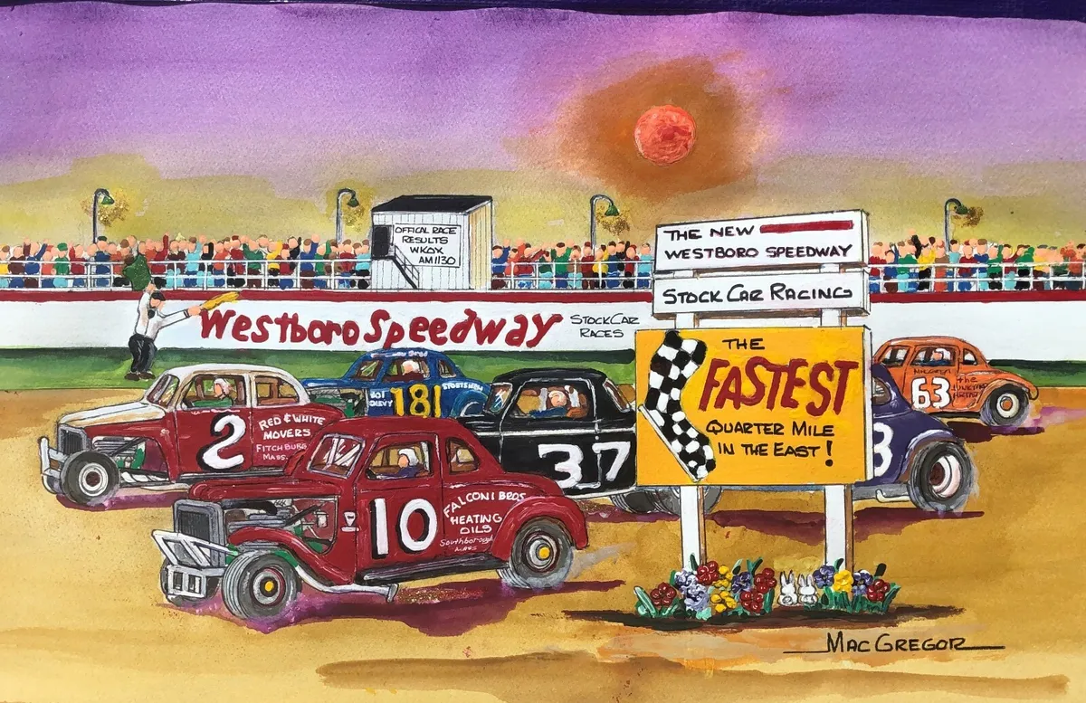 Westboro speedway art print nascar short track racing race car driver gift