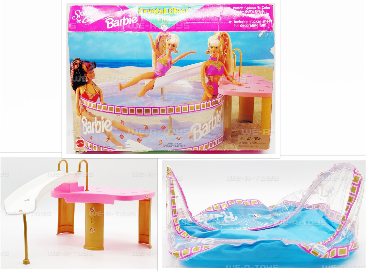 Barbie splash n color crystal clear pool playset mattel no used
