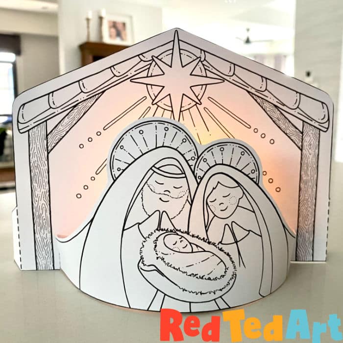 D nativity coloring page printable