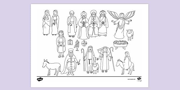 Free printable christmas nativity louring page