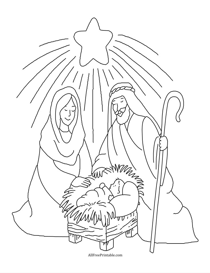 Nativity coloring page â free printable