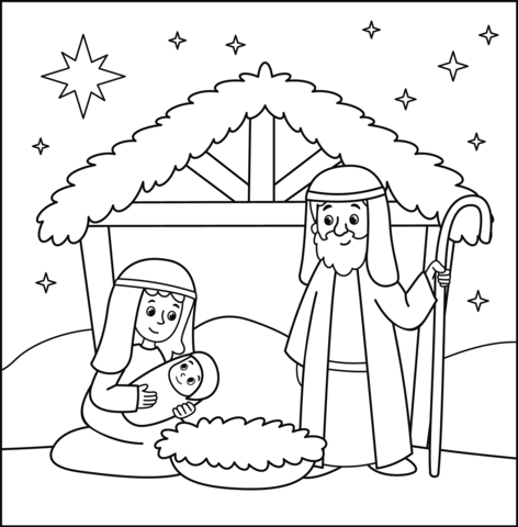 Christmas nativity coloring page free printable coloring pages