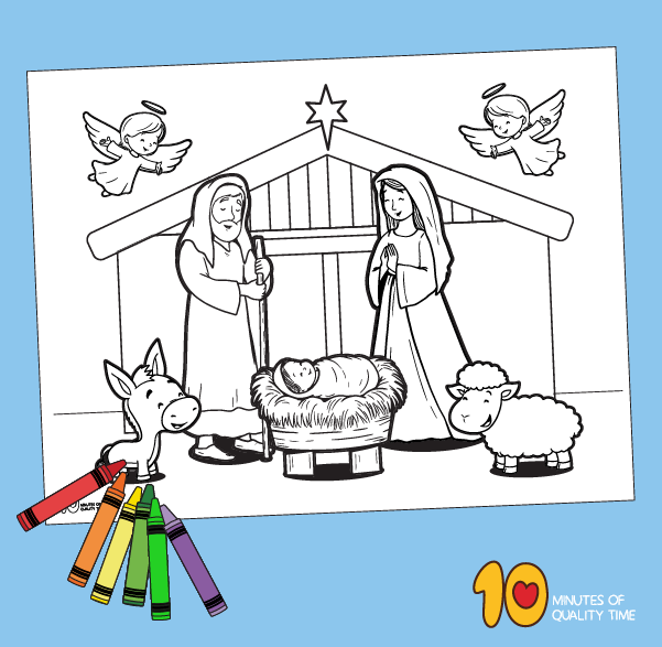 Nativity coloring page â minutes of quality time