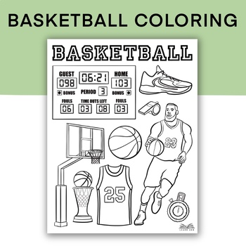 Basketball coloring page basketball activity worksheet sports printable