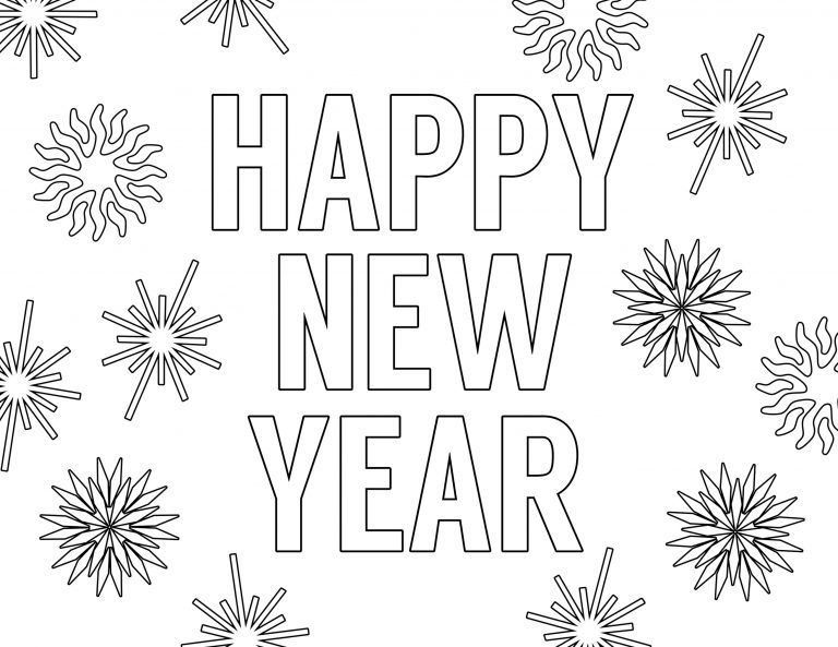 Happy new year coloring pages free printable