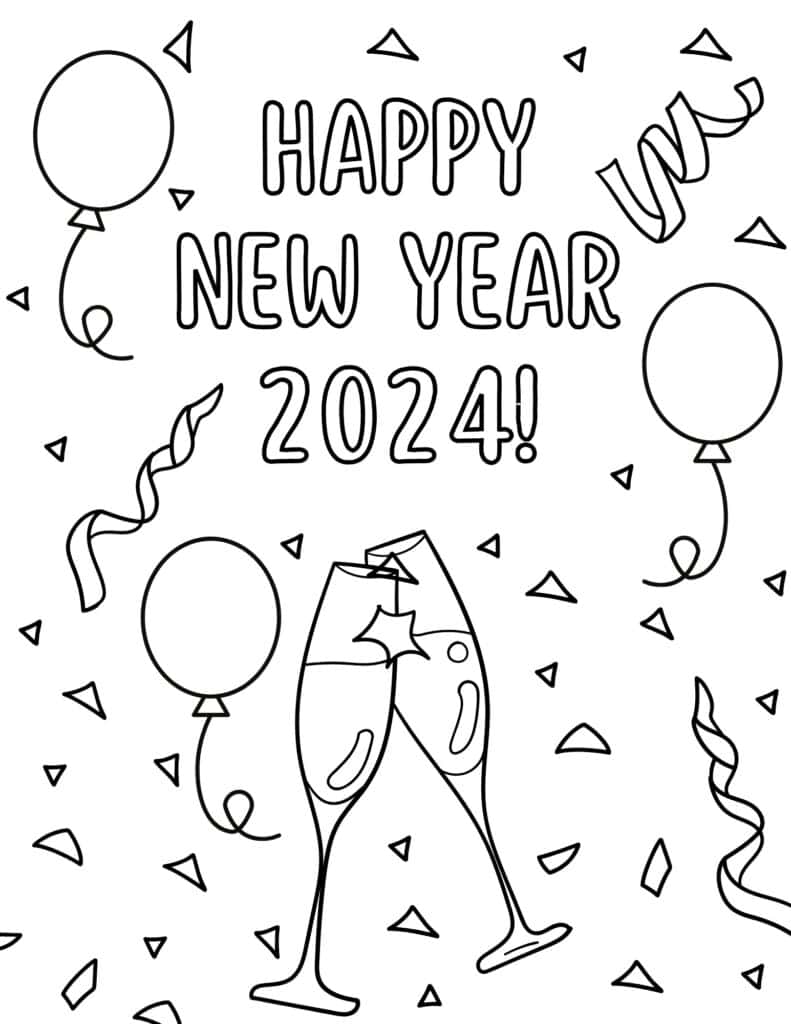Free new year coloring pages for