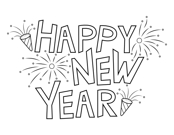 Printable happy new year coloring page