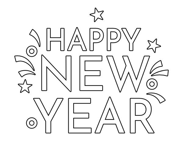 Printable easy happy new year coloring page