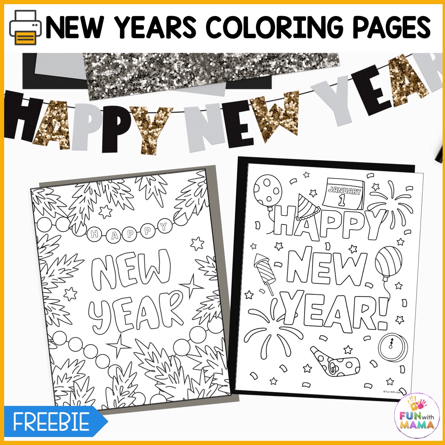 New years coloring pages