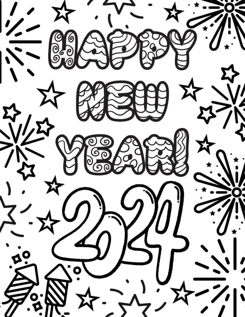 Free new year coloring pages for