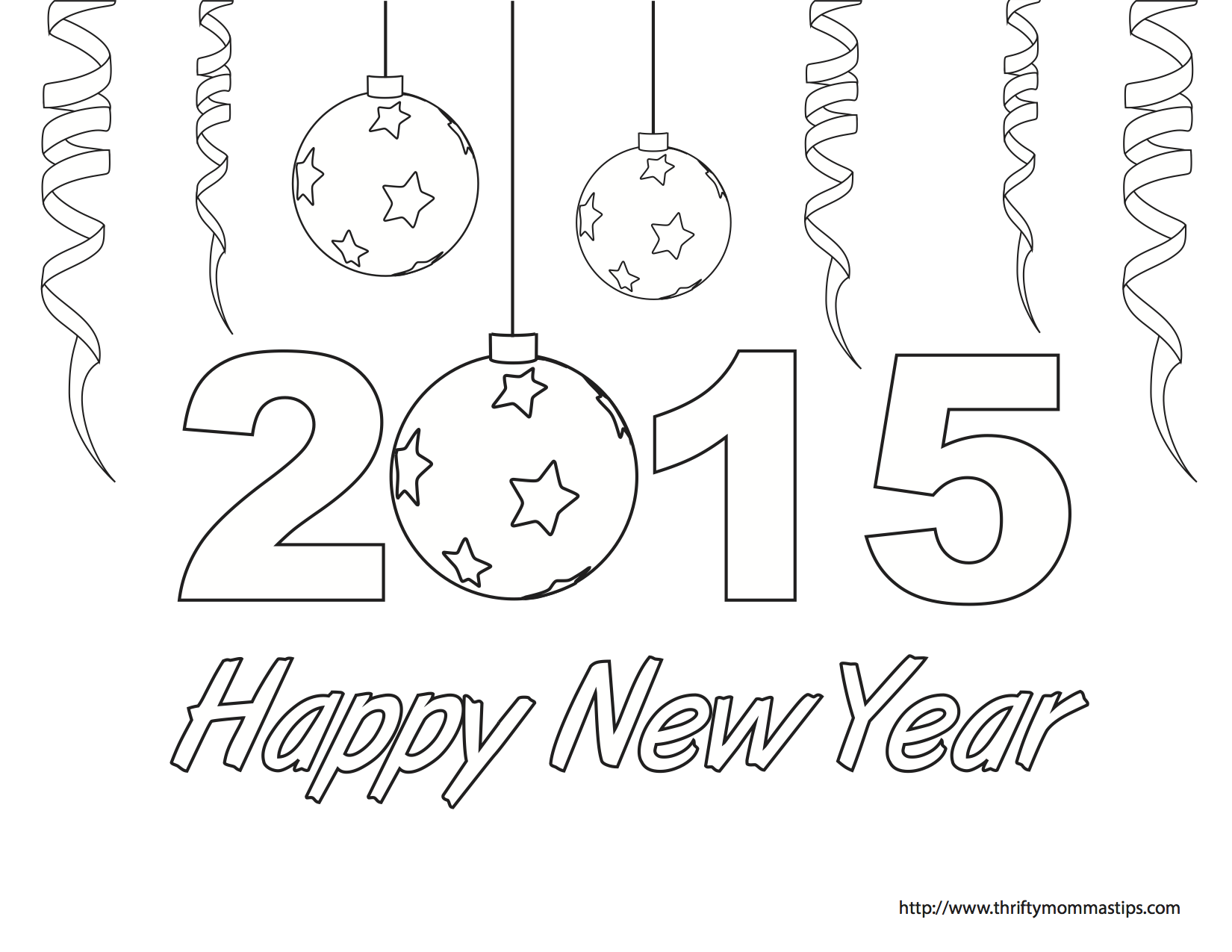 Happy new year coloring page