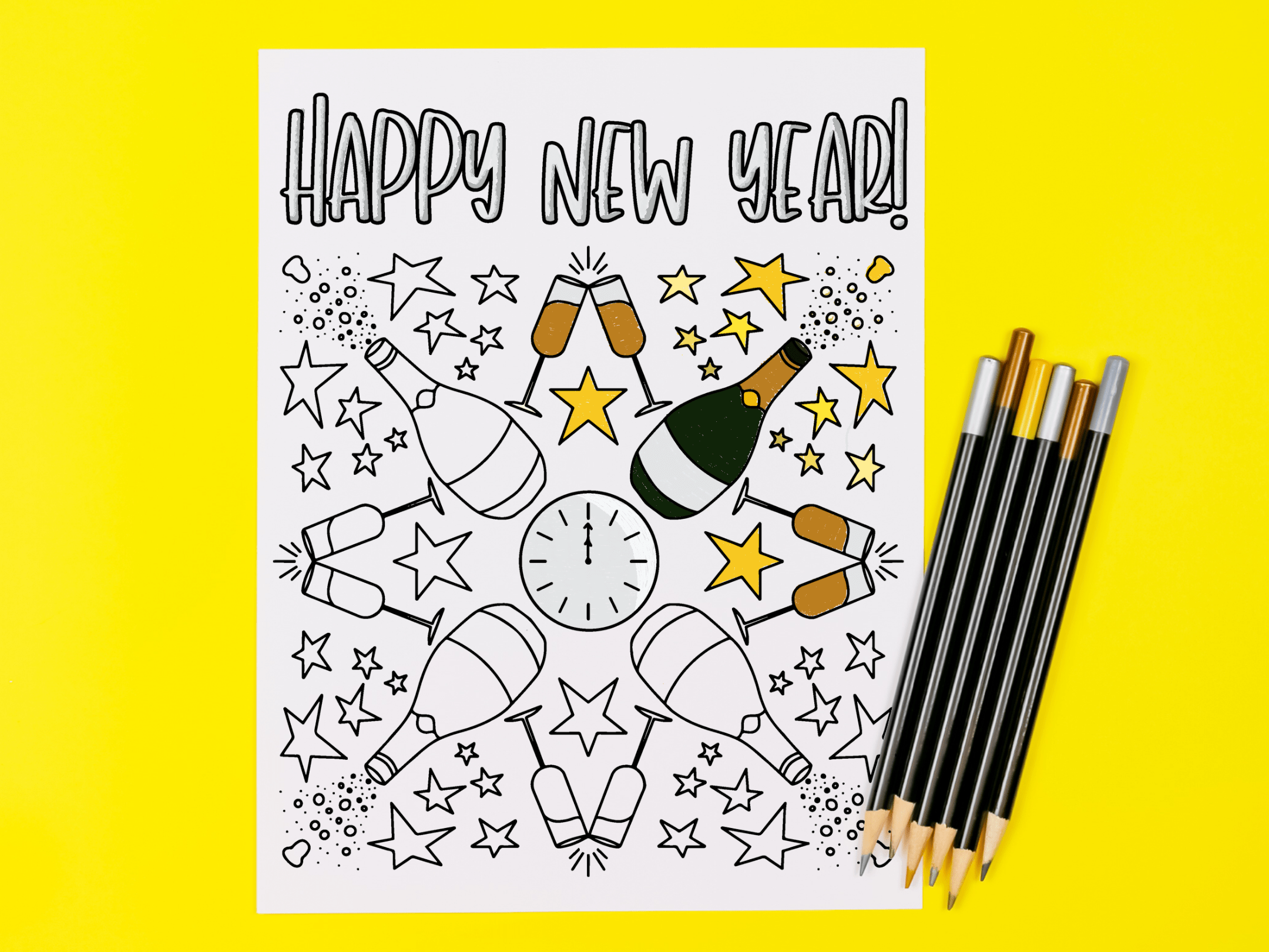New years coloring page crafts mad in crafts