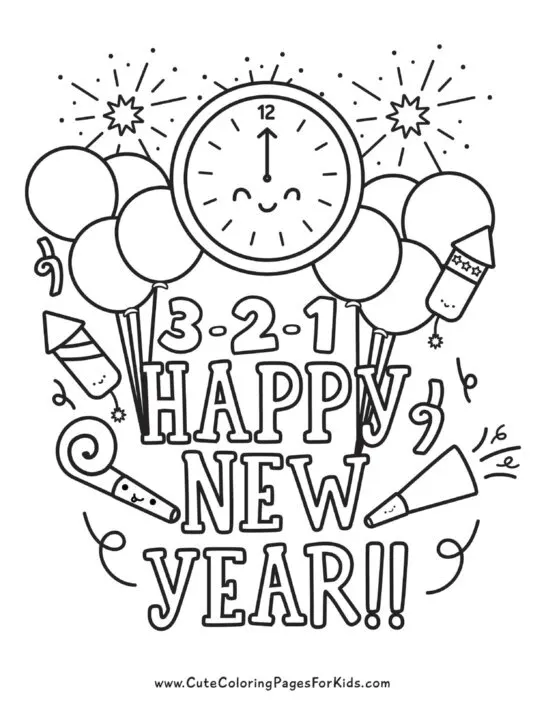 New years coloring pages free printables for