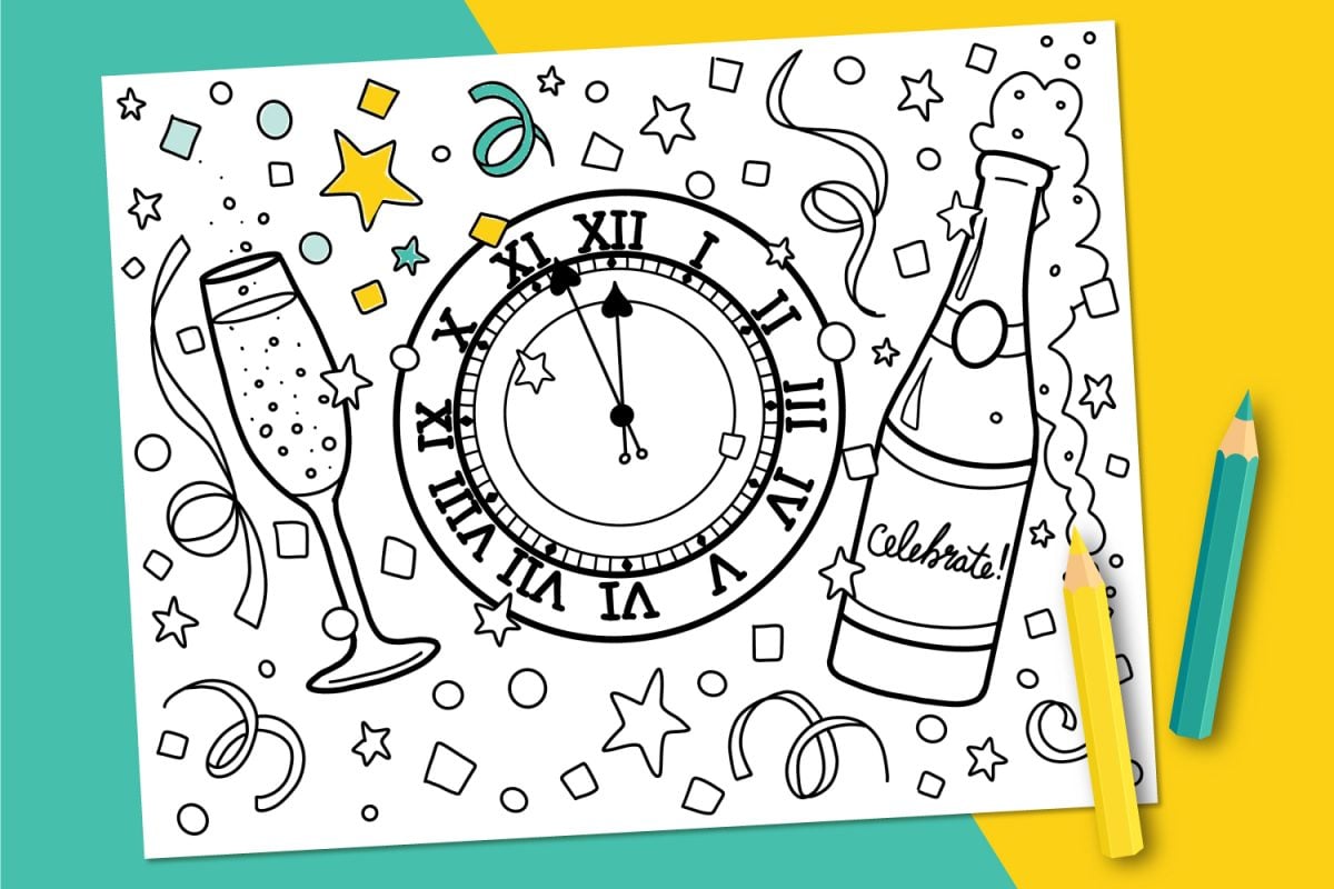 Printable new years eve coloring page