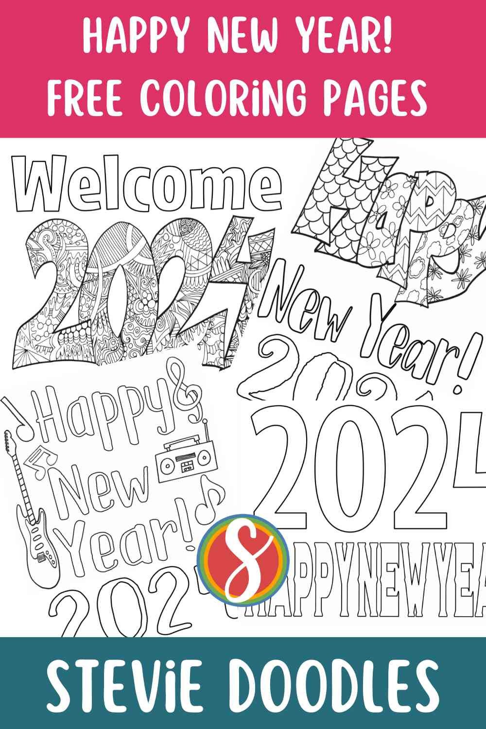 Free happy new years coloring pages â stevie doodles