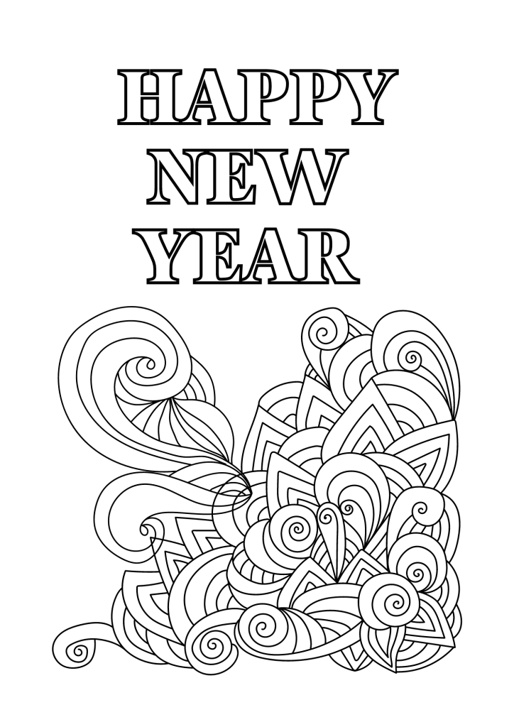 Happy new year free printable loring pages and cards for kids