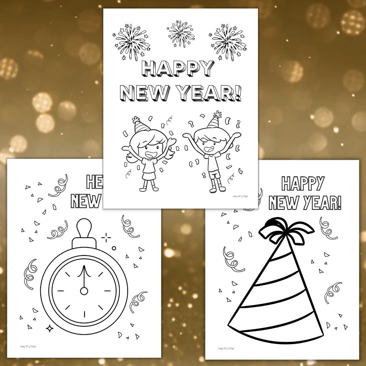Happy new year coloring pages free printable