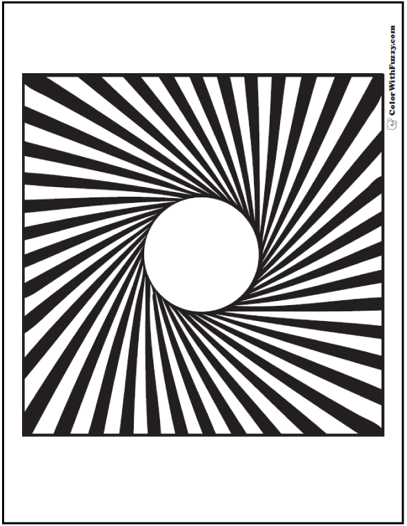D illusion geometric coloring pages circle to square